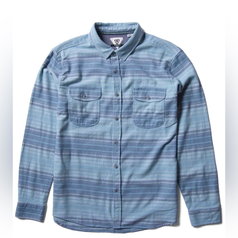 Vissla Central Coast Eco Long Sleeve Flannel in Light Slate Blue